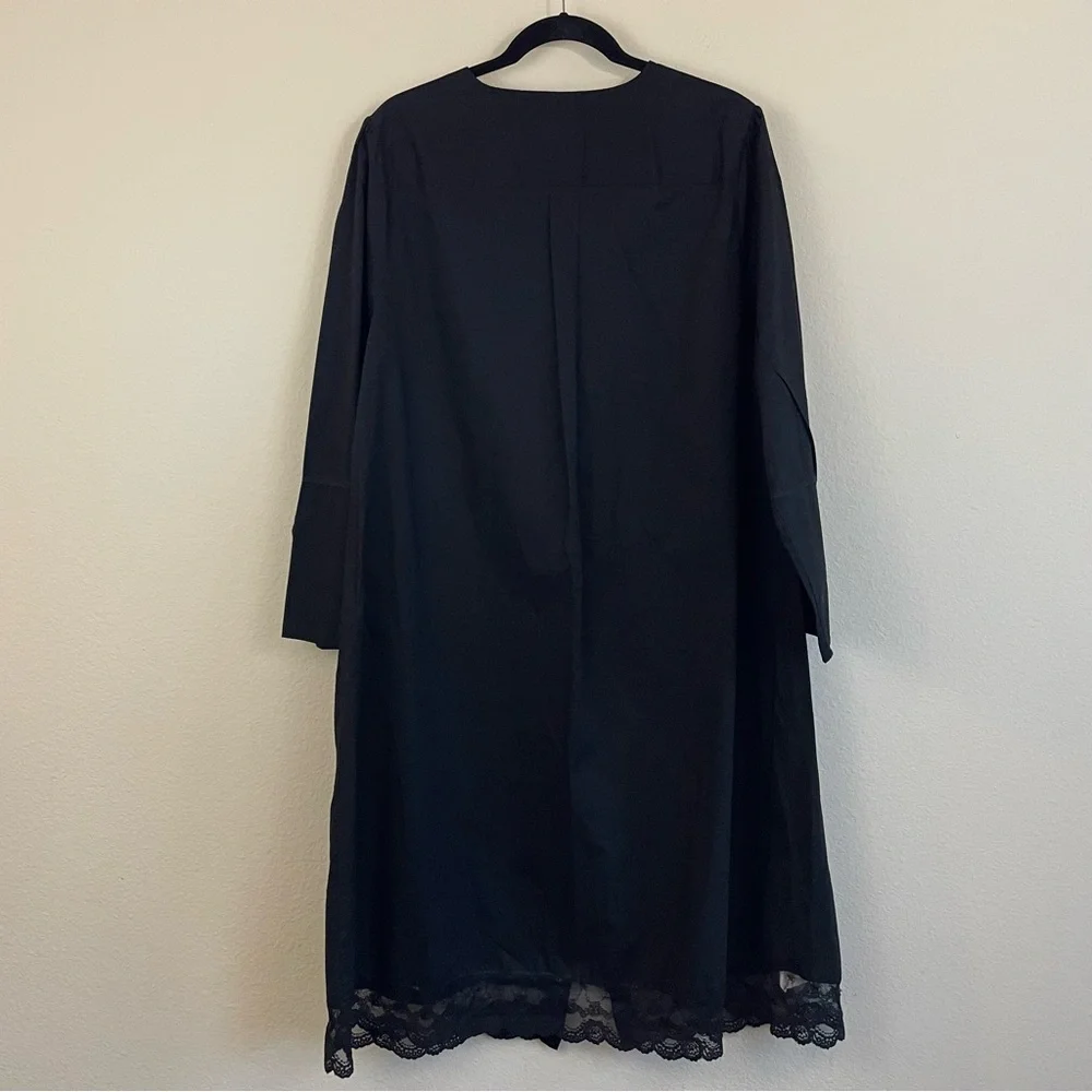 VTG Beguile Sleepwear Pintuck Lace Trim Long Sleeve Cotton Shirt‎ Dress Size 1X